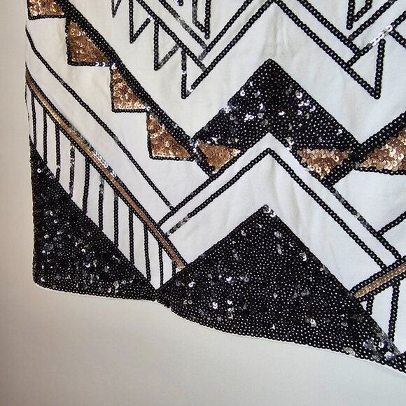 EUC EXPRESS SEQUINED MINI SKIRT GEOMETRIC PATTERN SIZE M - Picture 7 of 14